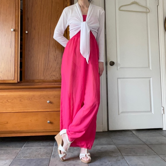 🧨🎉NWOT SMOCKED BANDEAU FLARE LEG ONE-PIECEJUMPSUIT/COVER UP - Picture 3 of 7